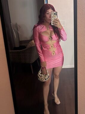 Fashion Nova Pink Ring-Detail Cutout Mini Dress